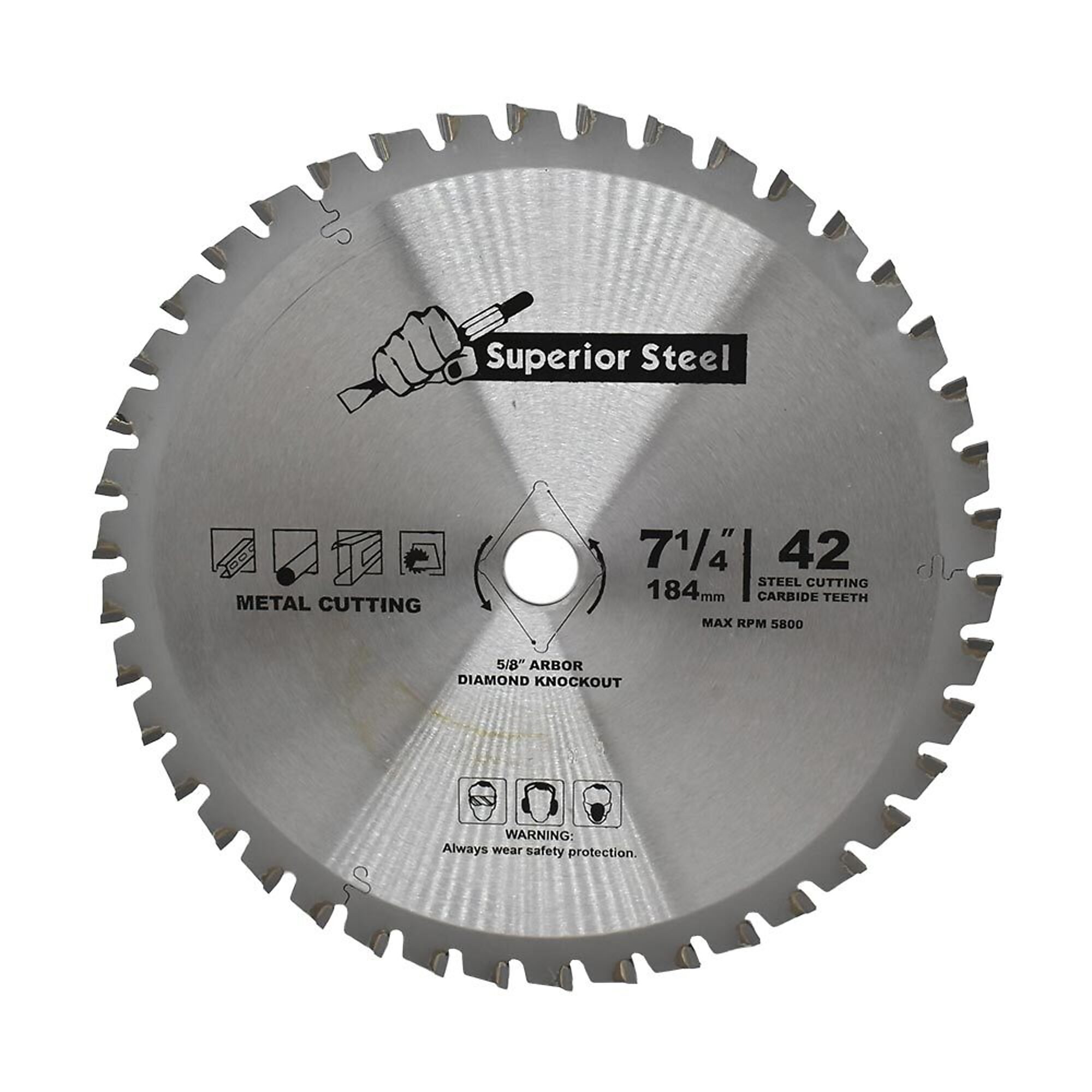 Superior Steel 18542 7-1/4 Inch 42 Teeth 5/8 Inch Arbor Metal Ferrous Cutting Carbide Tipped Saw Blade
